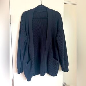 Quince Black Cotton Cardigan size M